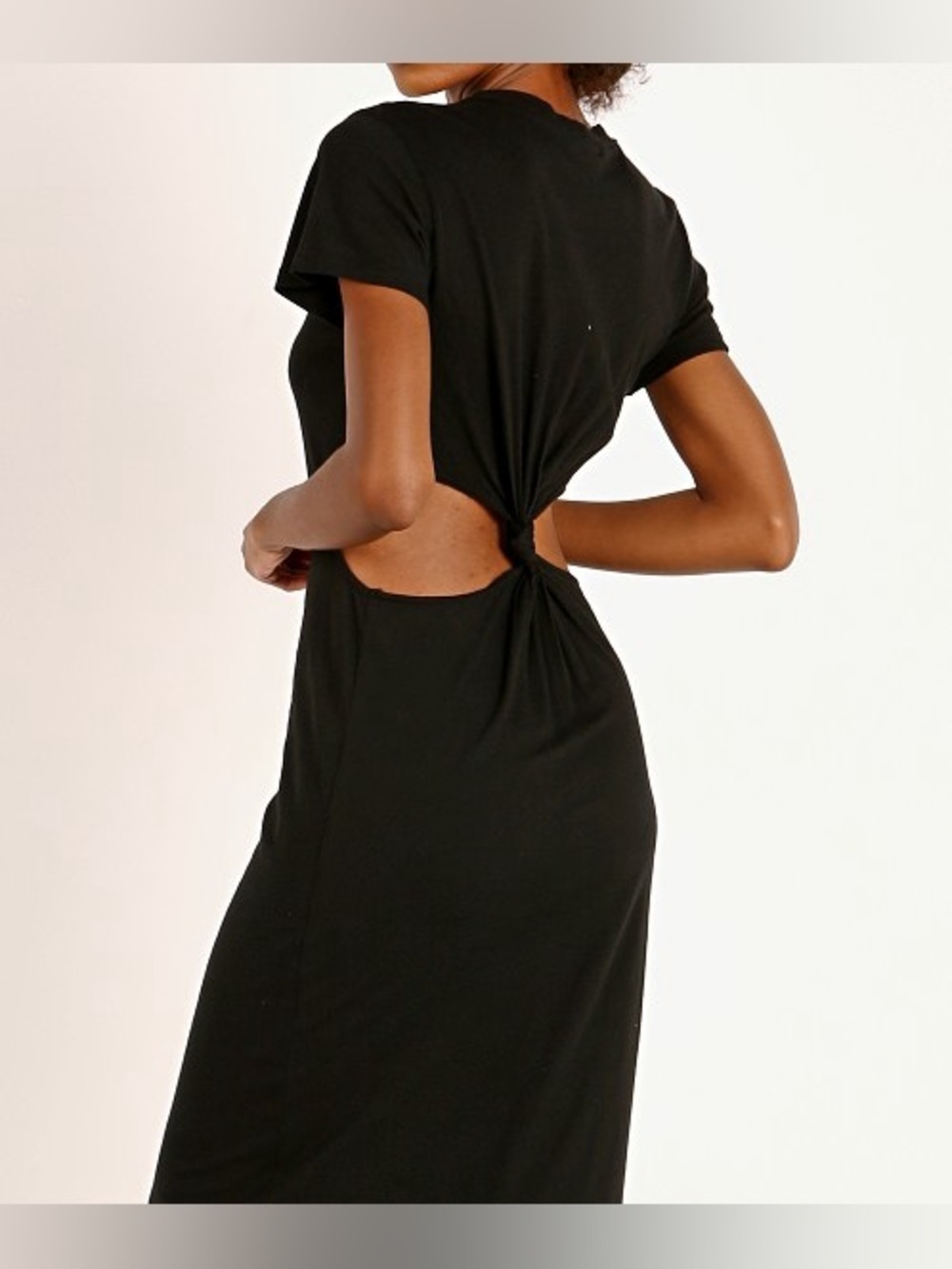 LNA Clothing Mayer Fitted Tee Dress with Back Twist Cutout 100% Cotton